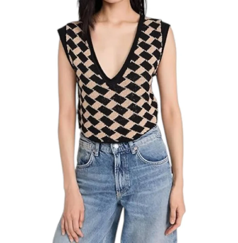 Trendy Attire For Her Lola Top In Black/tan