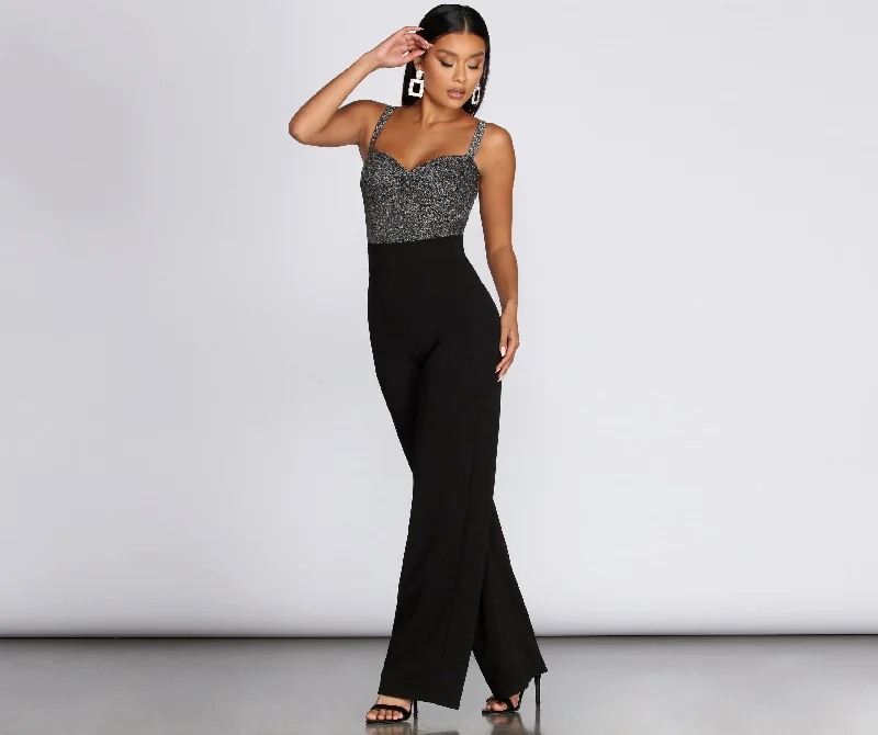 Quality Wear Glitter Twist Front Jumpsuit