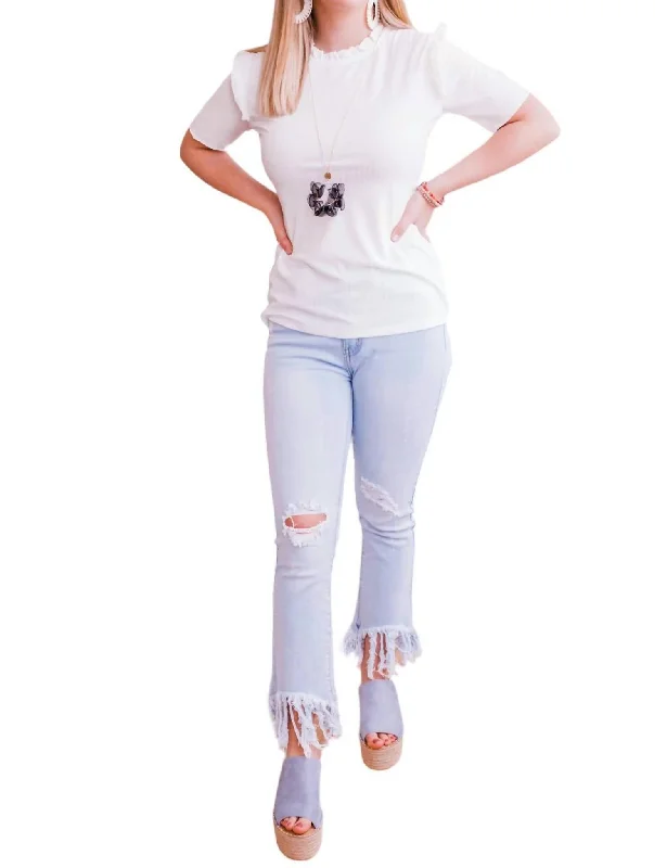 Trendy Fashion For Women Nothing Basic Here Ribbed Top In White