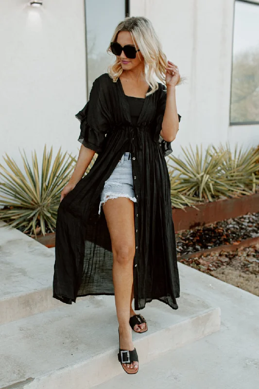 Big Discounts RILEY BUTTON DOWN MAXI KIMONO IN BLACK