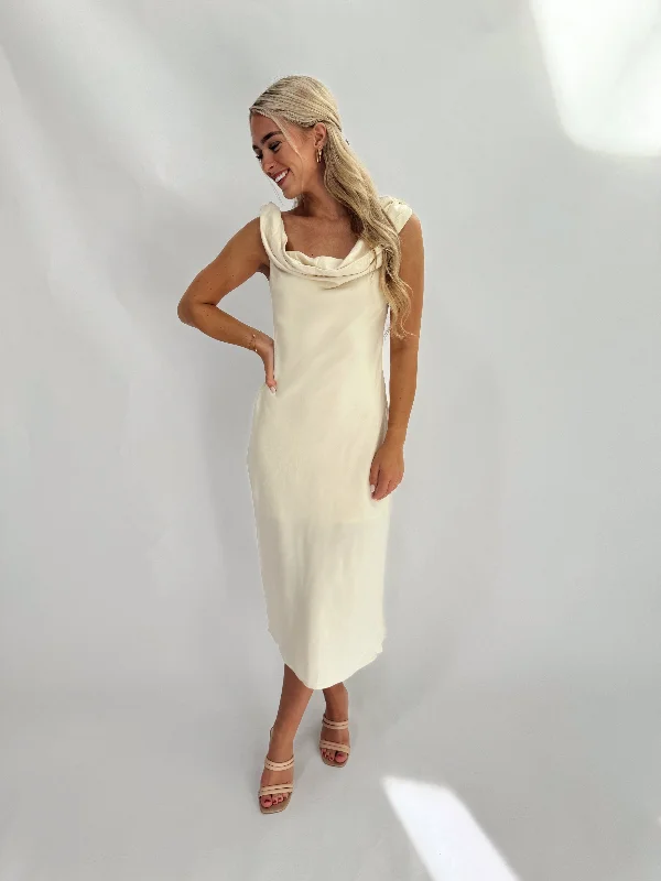 Season Sale Cream Twisted Midi Dress