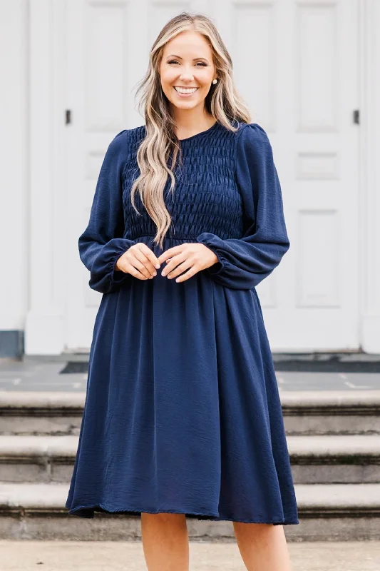 Clearance Sale Polished Pearl Dress, Navy