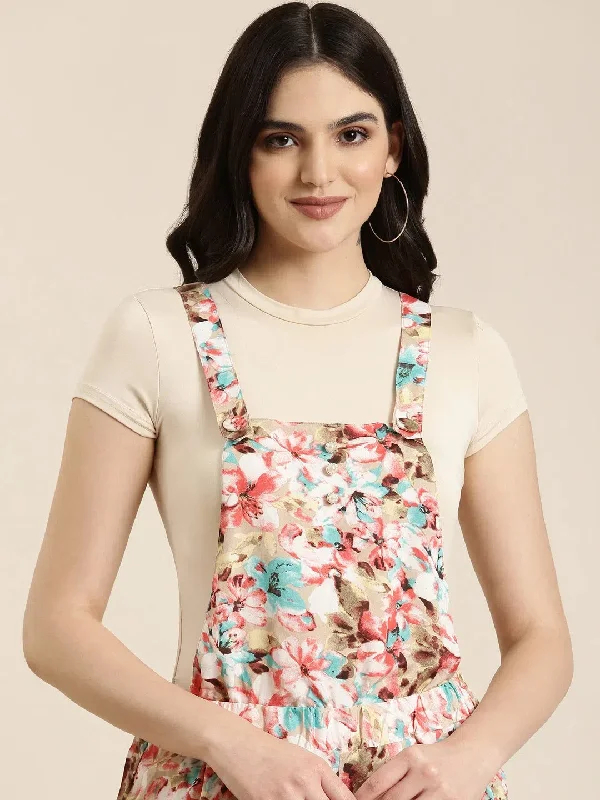 Clearance Sale, All Cheap Women Multi Floral Dungaree-BEC-4-Multi