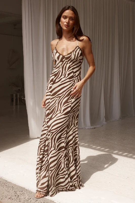 Premium Fabrics AMINAH MAXI DRESS - ZEBRA CHOCOLATE