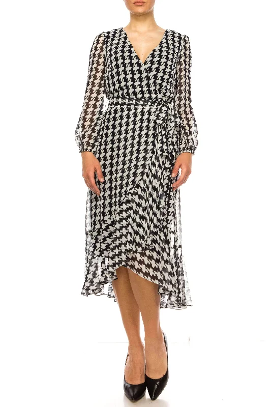 Woman Clothing Maison Tara 95614M - Long Sleeve Faux Wrap Formal Dress