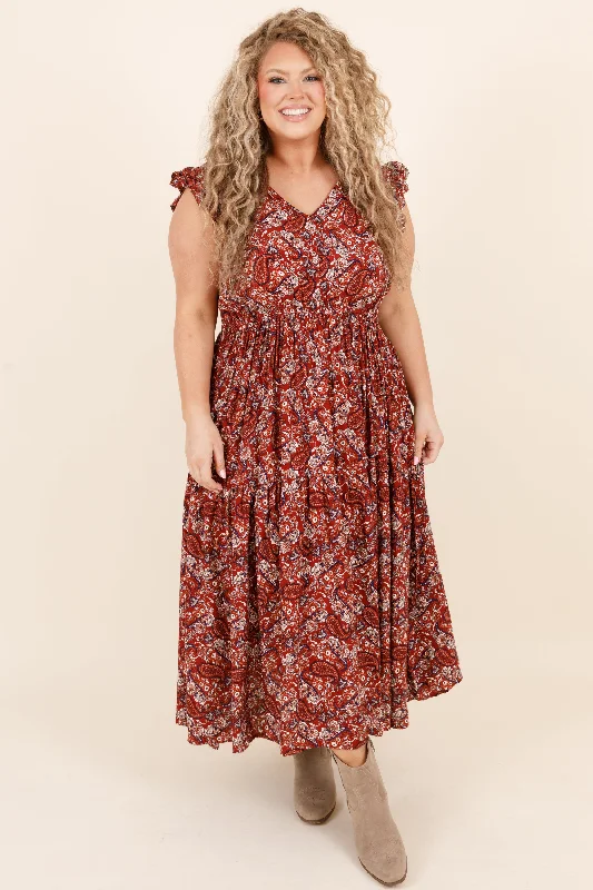 Insane Discount Onslaught Paisley Perfect Dress, Brown