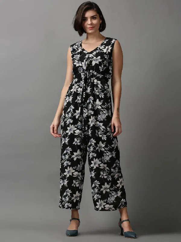 Classic Women's Fashion Women's Black Printed Jumpsuit-AE-15023-Black