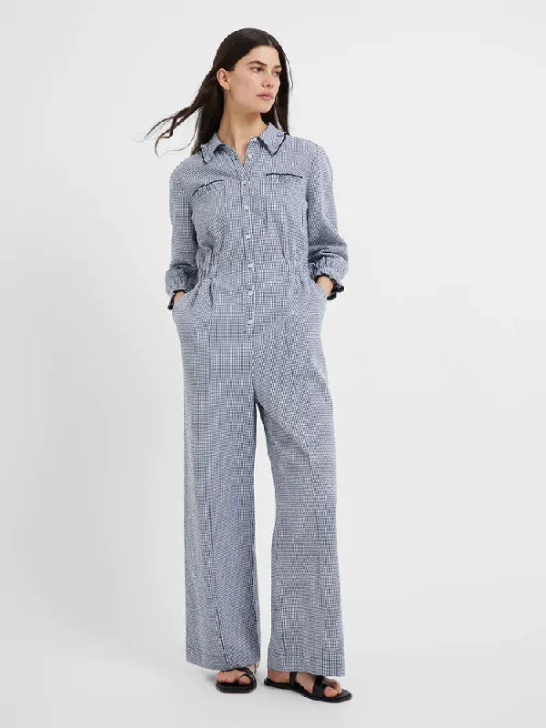 Travel Essentials Great Plains Salerno Gingham Jumpsuit Summer Navy White