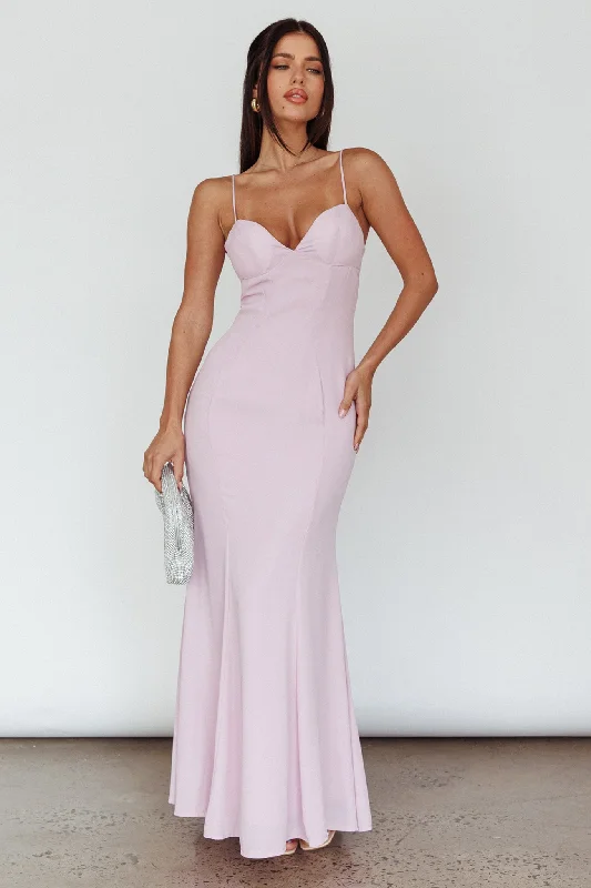 Rocker Chic Fashion Dreaming Of Paris Bodycon Mermaid Maxi Dress Lilac