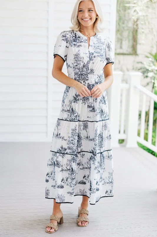 Chic Style, Always In Vogue Share Your Happiness Black Toile Maxi Dress