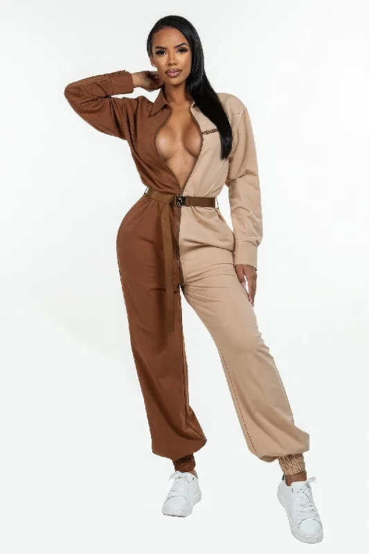 Women's Evening Wear Long Sleeve Oversized Cozy Shirt Jumpsuit