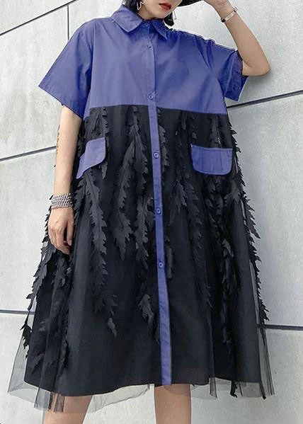 Women's Clothing for Every Season and Trend Beautiful lapel tulle Cotton summer clothes For Women Shape Purple Dress