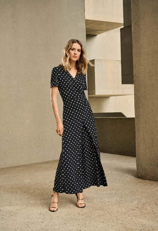 Glamorous Evening Wear Polka Dot Wrap Jumpsuit