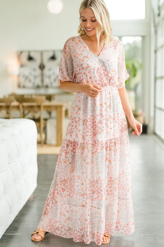 Summer Deals It's Your Time Blush Pink Floral Maxi Dress