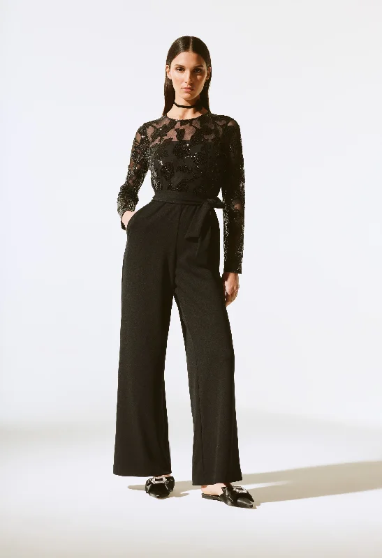 Online Boutique Stores Sequined Brocade Jumpsuit