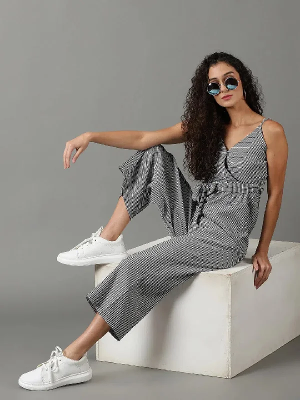 Your Timeless Wardrobe Awaits Women's White Checked Jumpsuit-AE-15887-White