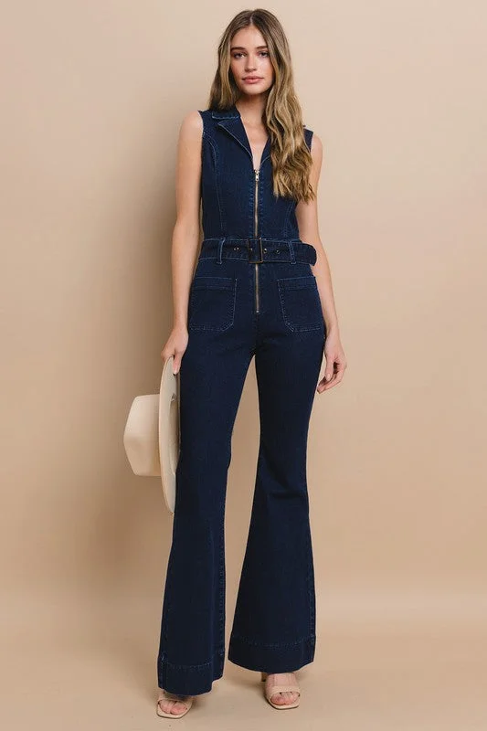 VIP Member Discount Saturday Night Sleeveless Denim Jumpsuit