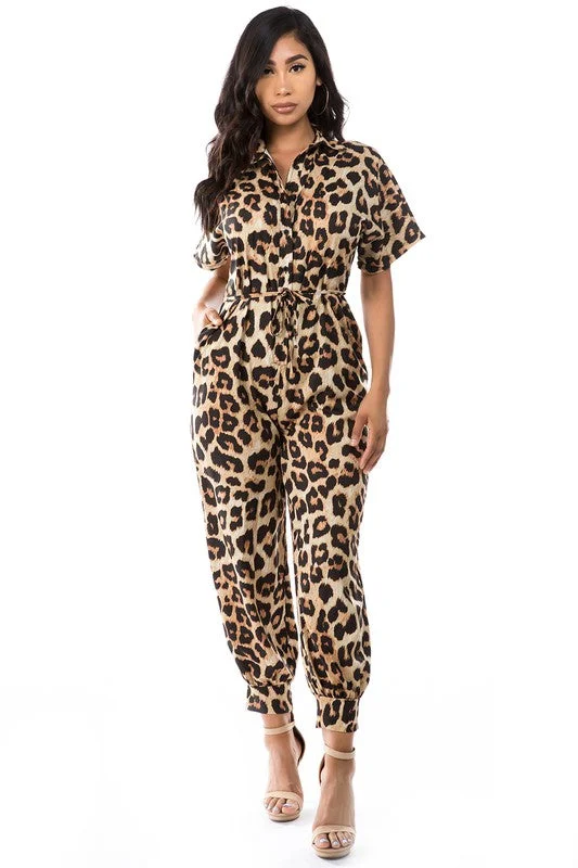 Modern Women's Fashion with Vintage Touches SEXY ANIMAL PRINT JUMPSUIT