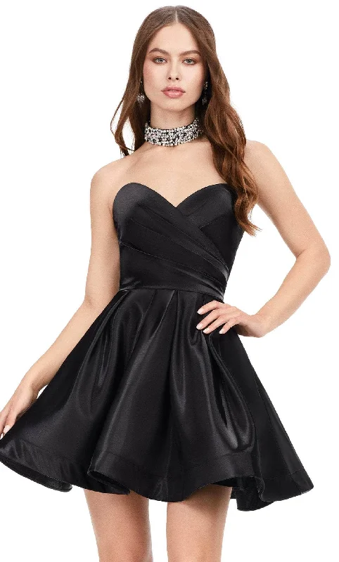 Gorgeous Glamour Collection Ashley Lauren 4644 - Sweetheart Pleated Satin Cocktail Dress