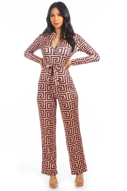 Trendy Casual Outfits SEXY MAZE PRINT JUMPSUIT