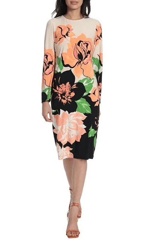 Fashionable Tops for Women Maggy London G5142M - Floral Long Sleeve Cocktail Dress