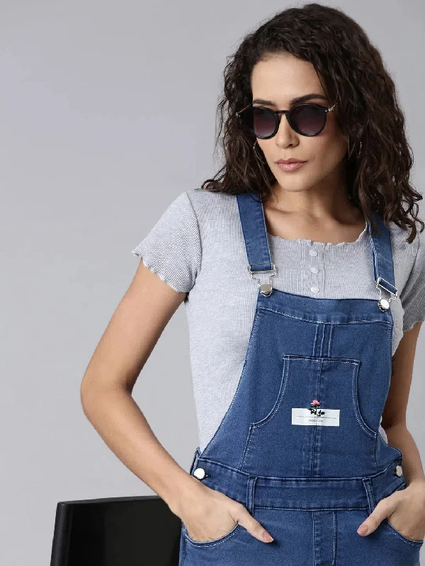 Women's Clothing for Every Occasion Women Blue Solid Dungaree-LT-DS-7096-Blue