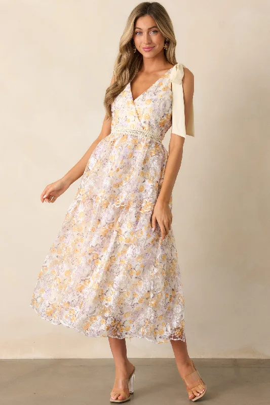 Innovate Your Wardrobe Time For Tea Apricot Floral Midi Dress