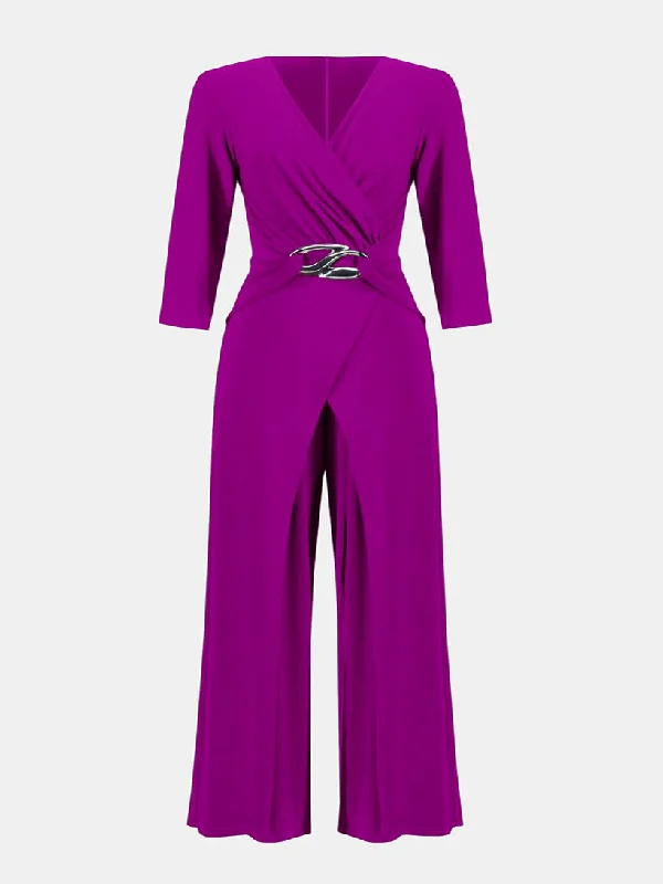 Chic Styles Anastasia Plus Size Evening Jumpsuit by designer Joseph Ribkoff Style 243079 in Magenta