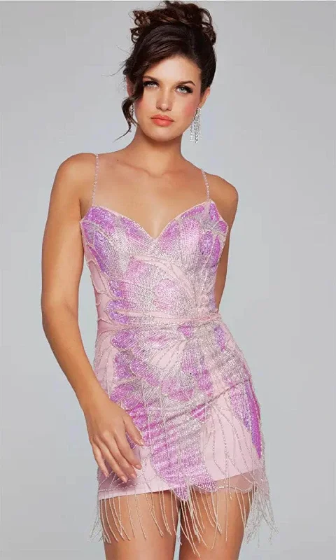 Casual Chic Clothing Jovani 40377 - Beaded Fringe Sleeveless Cocktail Dress