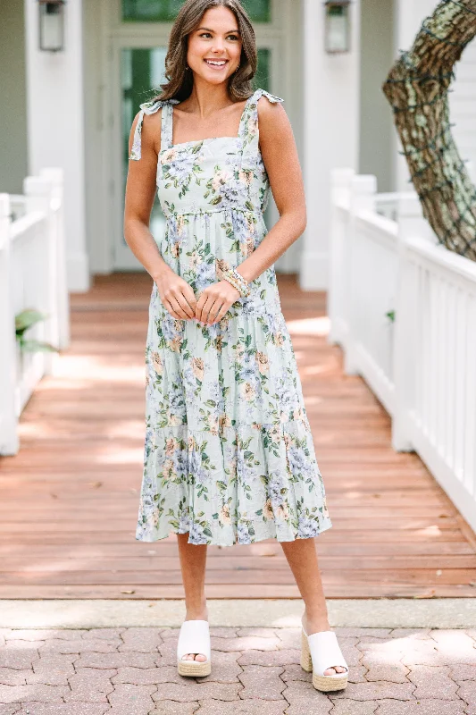 Clothing Sales Get Ready Mint Green Floral Maxi Dress