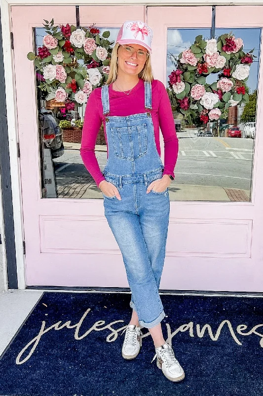 Holiday Special Offers The Eveline Medium Wash Denim Boyfriend Overalls by Mica