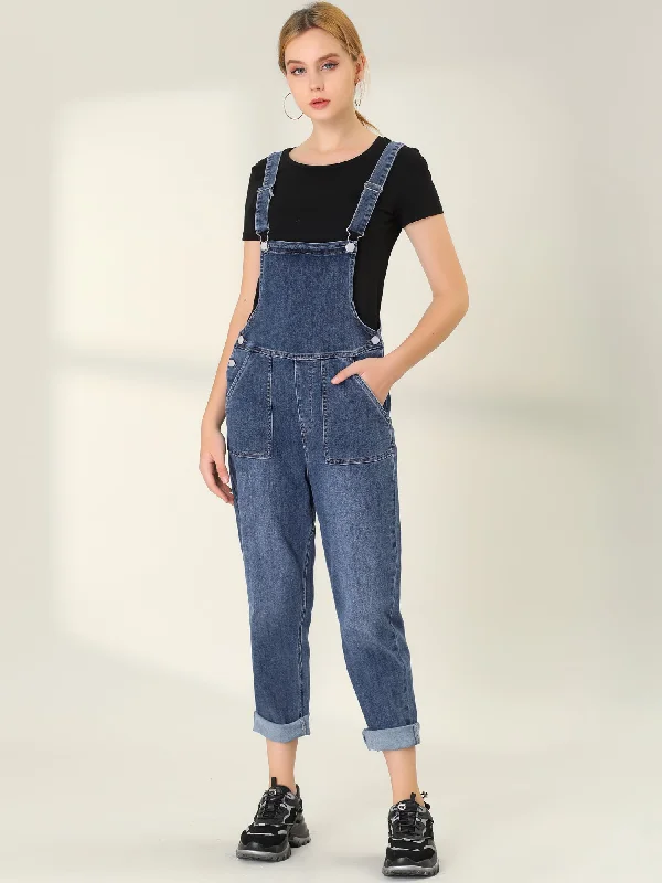 Outfits Ideas Casual Adjustable Denim Bib Long Overalls Jeans Pants Jumpsuits