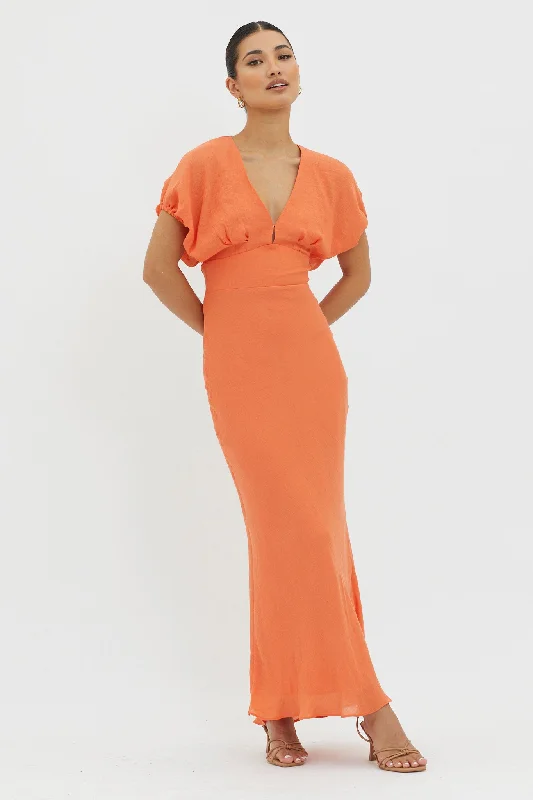 Online Clothing Stores Dare To Live V-Neck Maxi Dress Orange