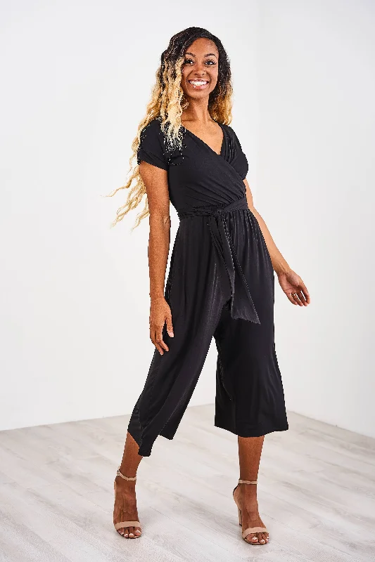 Street Style Fashion Latched Mama V-Neck Nursing Jumpsuit