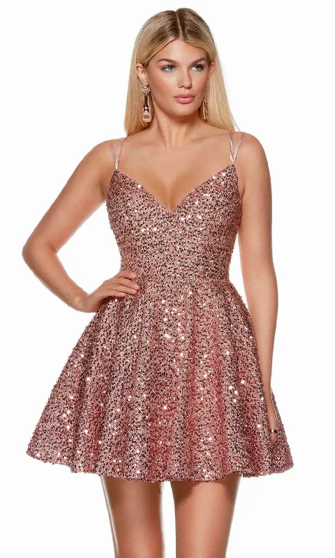 Exclusive Women's Fashion Collection Alyce Paris 3176 - V-Neck Sparkling Cocktail Dress