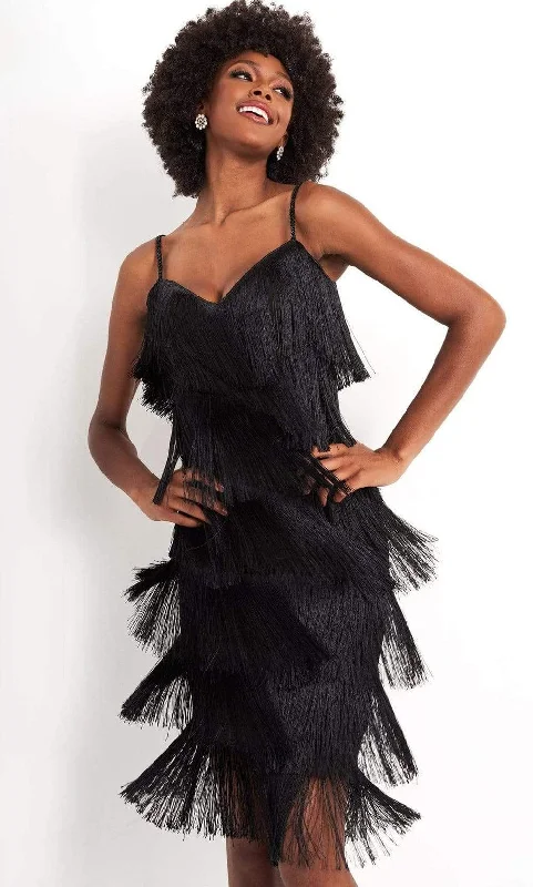 Trendy Attire For Her Jovani - M3220 Spaghetti Strap Fringe Cocktail Dress