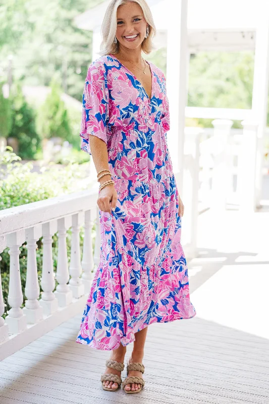 Flash Sale Starts See It Through Royal Blue Floral Maxi Dress