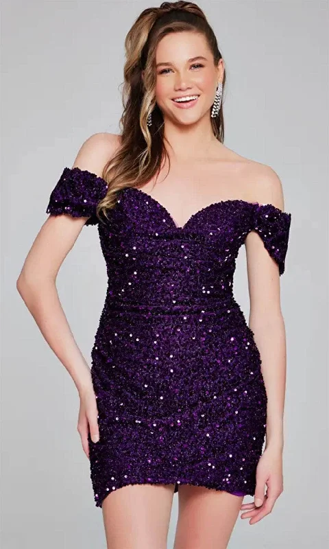 Flash Sales Today Jovani 39631 - Sequin Off Shoulder Cocktail Dress