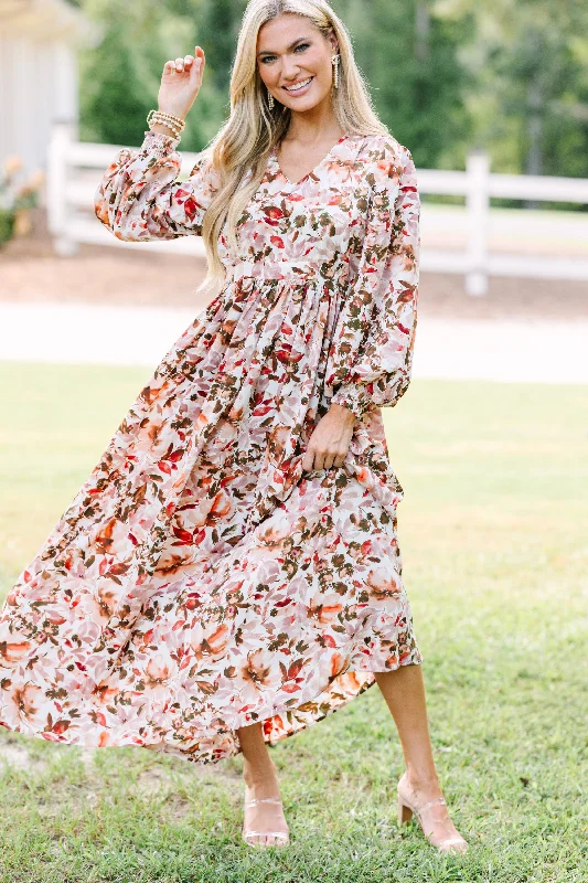 Vibrant Femme Fashion All You Love Ivory White Floral Maxi Dress