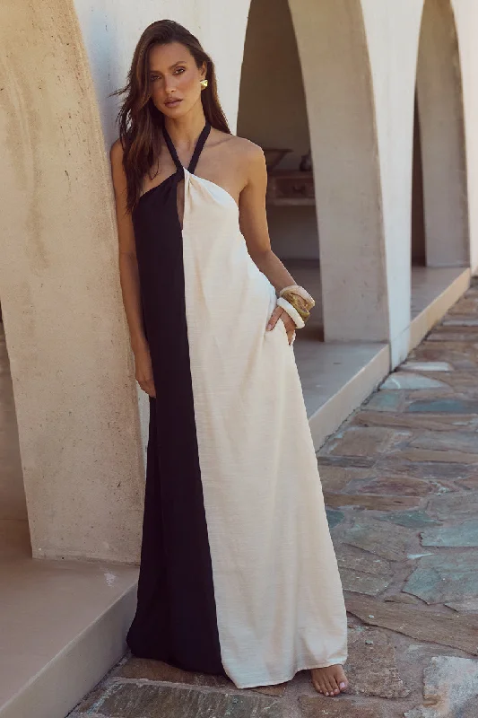 Style Beyond Borders RIVIERA MAXI DRESS - BLACK/SAND