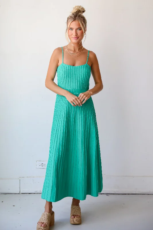 Women's Clothing Stores FINAL SALE - Lasting Sweetness Green Knit Maxi Dress