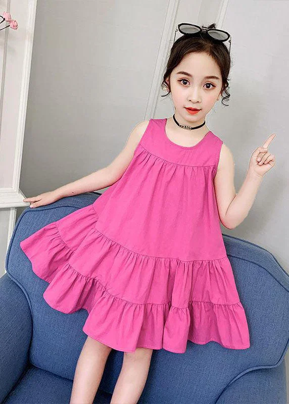 Exclusive Discount Unique Rose Ruffled Patchwork Cotton Kids Girls Dress Summer