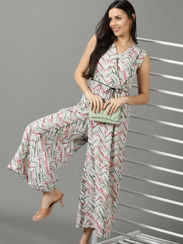 Step Ahead, Lead The Trend Women's Green Printed Jumpsuit-AE-15814-Green