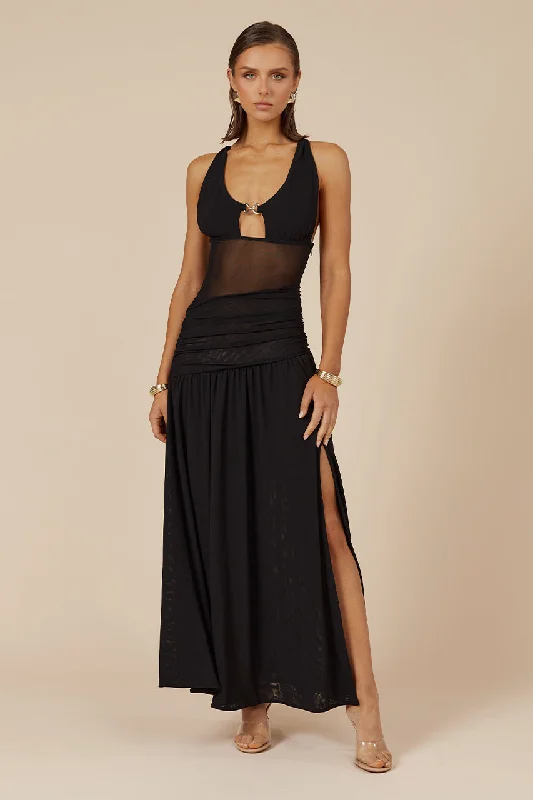 Free Spirited Fashion DENVER MAXI DRESS - BLACK