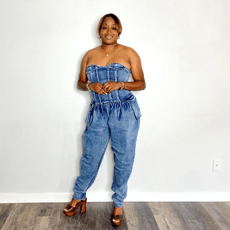 Women's Stylish Outerwear 'Jalisa' Baggy Denim Jumpsuit