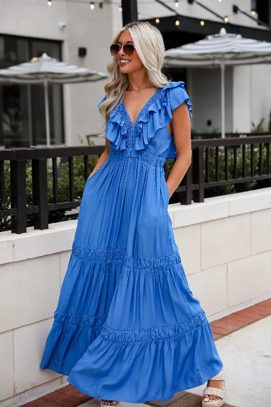 Sophisticated Style Gorgeous Occasion Blue Maxi Dress