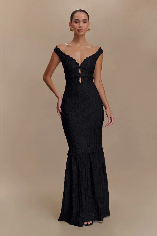 Quality Driven Apparel Natalie Off Shoulder Maxi Dress - Black