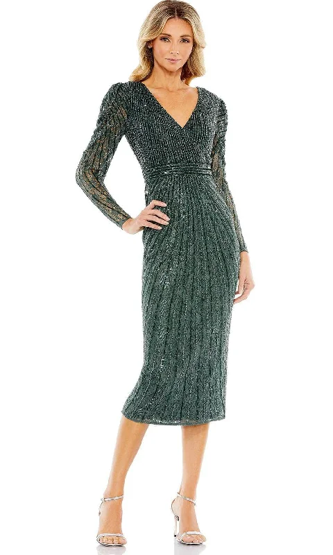 The Latest Fashion Trends Mac Duggal 93676 - Stripe Beaded Sheath Cocktail Dress