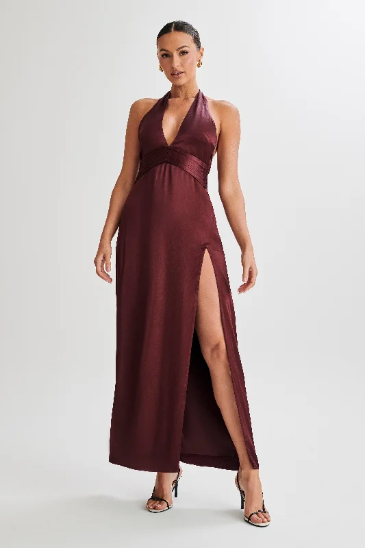 Hot Styles Milana Halter Maxi Dress - Plum