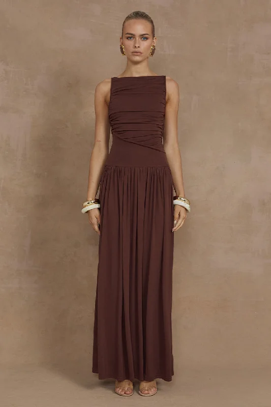 Women's Clothing Boutique NALLA MAXI DRESS - BROWN